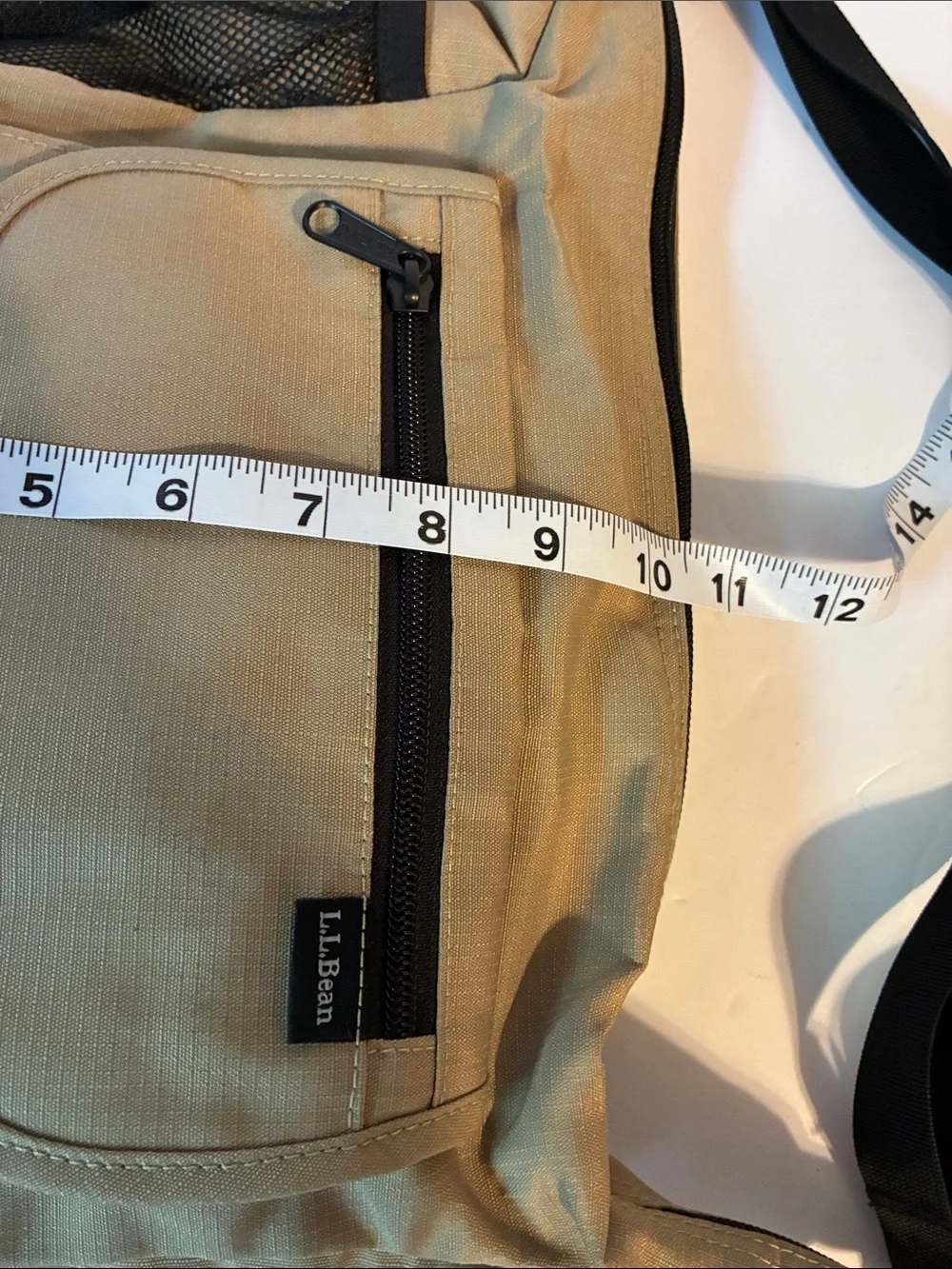 L.L. Bean Tan Nylon Crossbody Messenger Bag with Black Strap